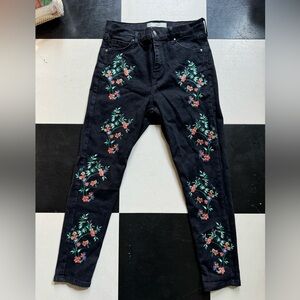 Topshop western-inspired floral jeans